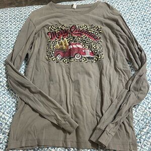 Greyish Long Sleeve with Red Christmas Truck